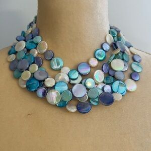 6 strand real mother of Pearl choker necklace. Sterling silver clause